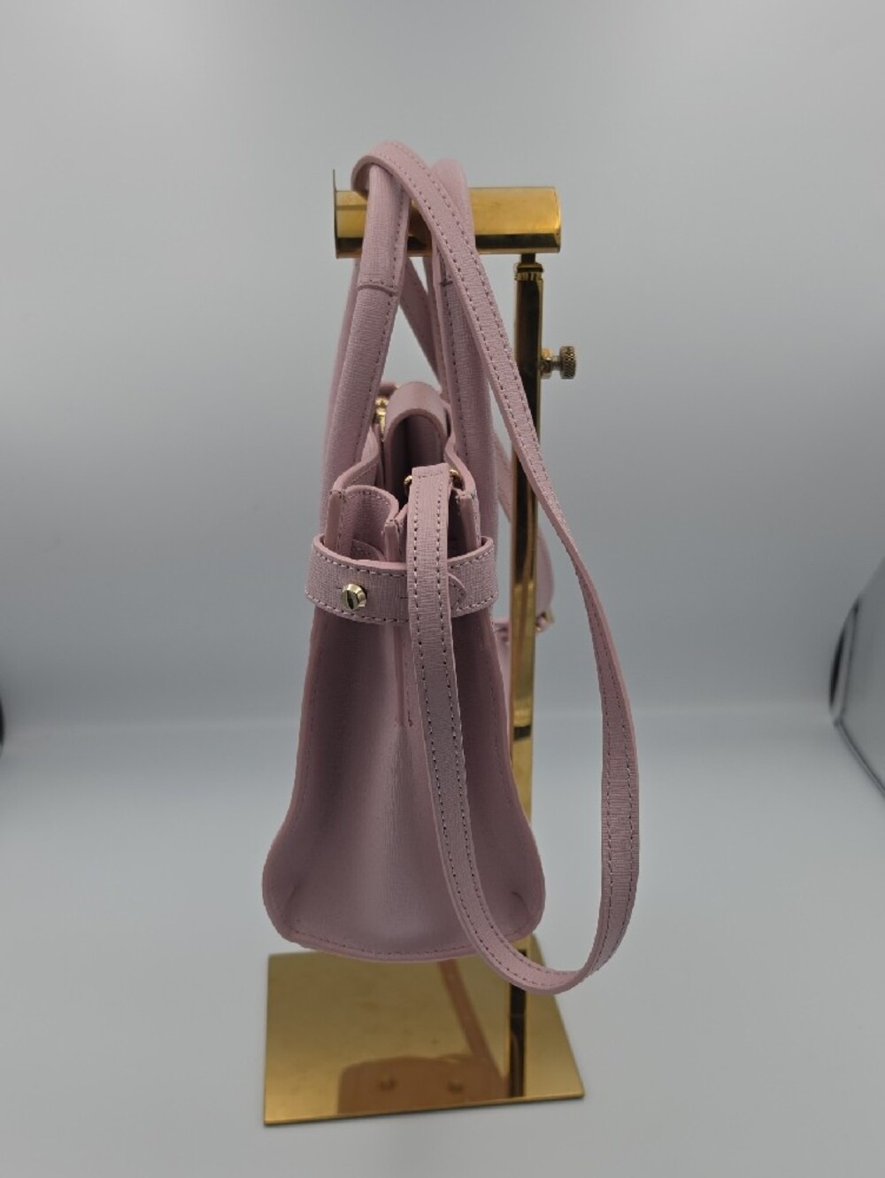 Furla Light Baby Pink Saffiano Small Satchel W Top Handles Gold Hardware (EUC)๐ - Picture 6 of 11